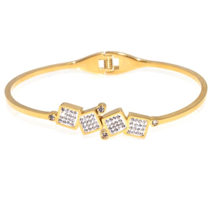 Check stål bangle guld