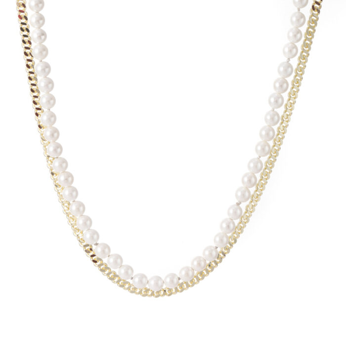 PEARL KORT HALSBAND VIT/GULD