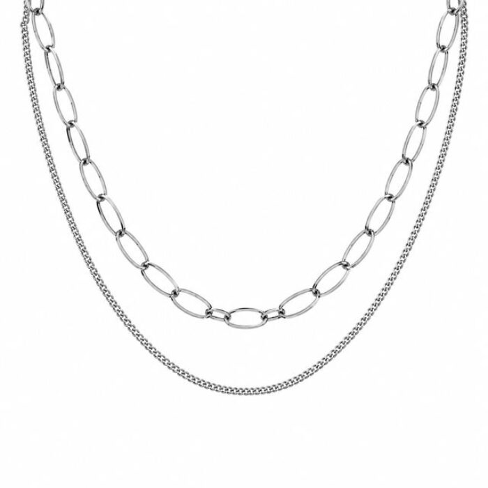 DEE 2-RADIGT HALSBAND STÅL