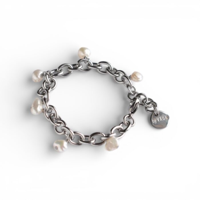 MOLLY KEDJEARMBAND STÅL/VIT